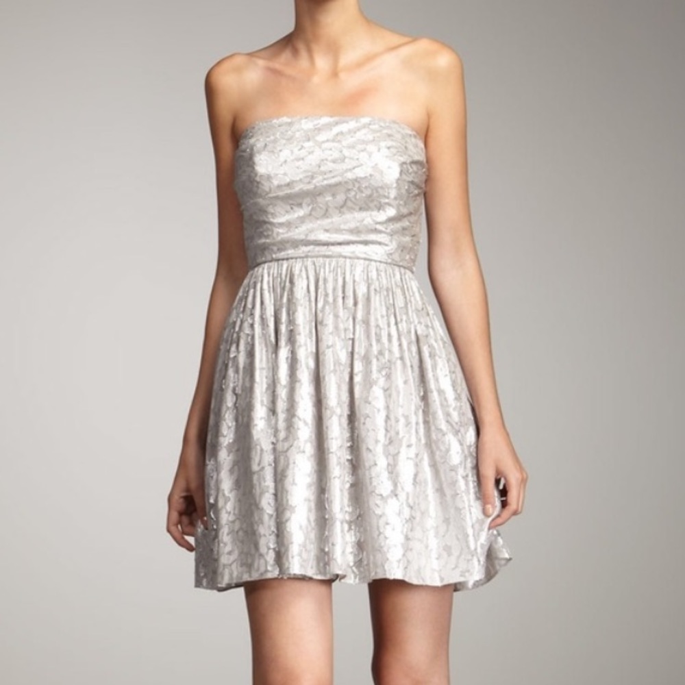 Silver Metallic Shoshanna Strapless Dress